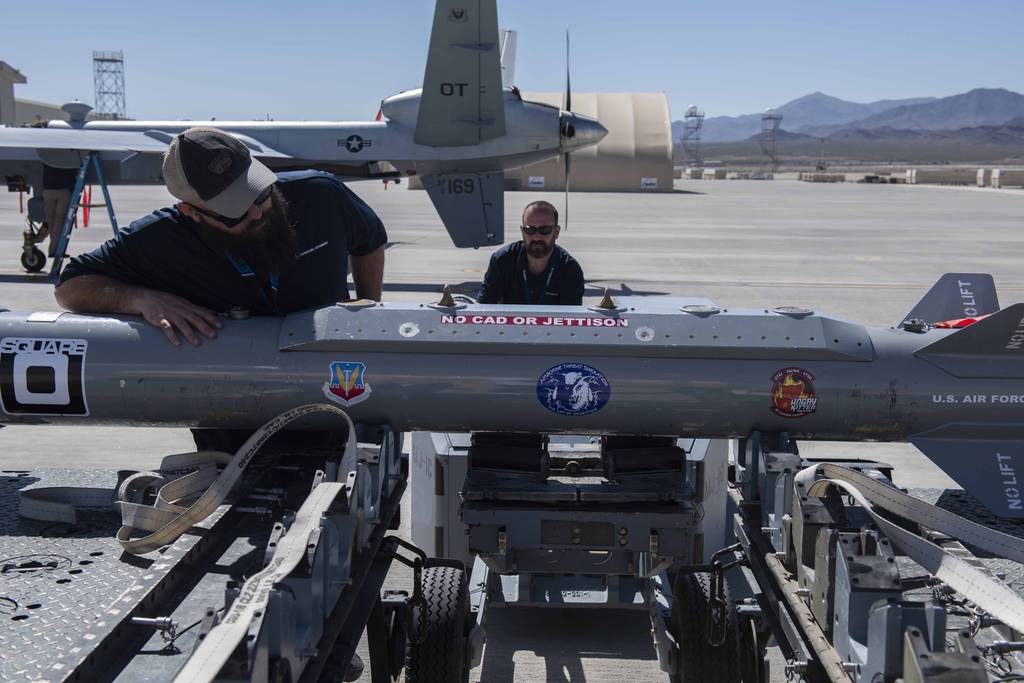 The 556th Test and Evaluation Squadron completed the first round of MQ-9A Reaper ground and flight testing with the Angry Kitten ALQ-167 Electronic Countermeasures Pod at Creech Air Force Base, Nevada, in April 2023.